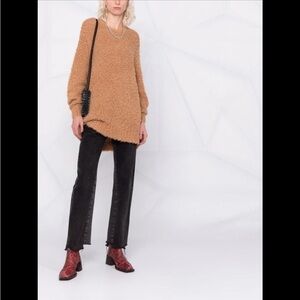 R13 TEXTURED LONG KNIT JUMPER - OATMEAL BROWN SIZE SMALL